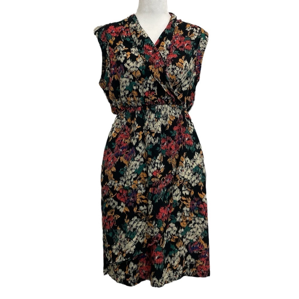 Suzabelle Black & Floral Faux Wrap Sleeveless Mini Dress